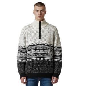 Tommy Hilfiger Men’s Fair Isle Half-Zip Pullover Sweater in XL 100% Cotton